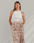 LILY FLORAL SKIRT - BEIGE