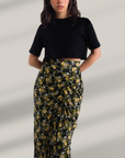 LILY FLORAL SKIRT - BLACK