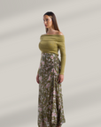 LILY FLORAL SKIRT - OLIVE