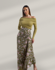 LILY FLORAL SKIRT - OLIVE