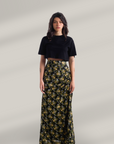 LILY FLORAL SKIRT - BLACK