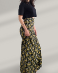 LILY FLORAL SKIRT - BLACK