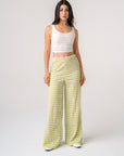 LACE-TRIM CHECKED TROUSERS - GREEN