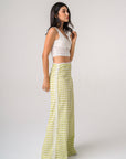 LACE-TRIM CHECKED TROUSERS - GREEN