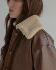 Shearling Mustang Leather Jacket Brown