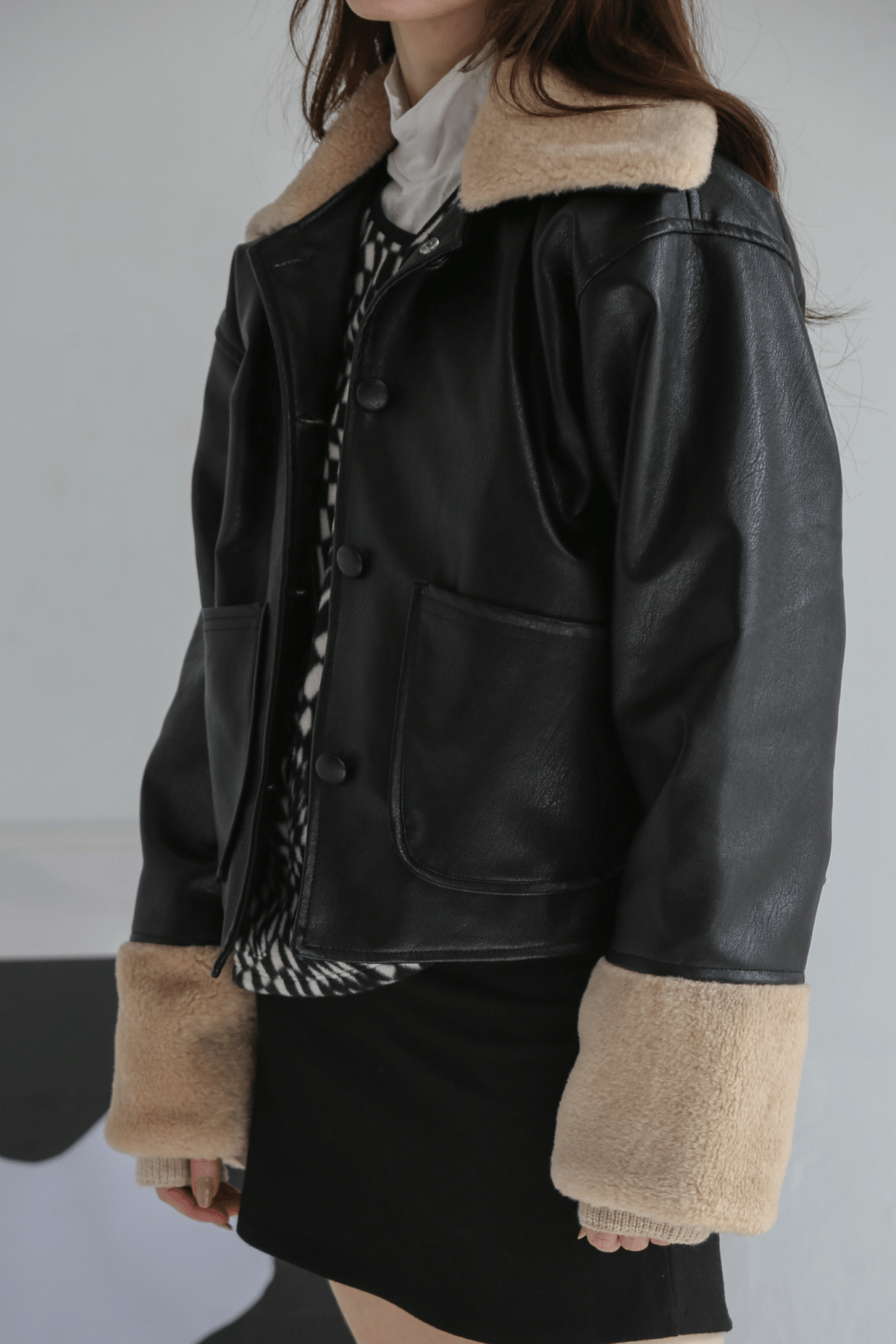 Shearling Mustang Leather Jacket Black