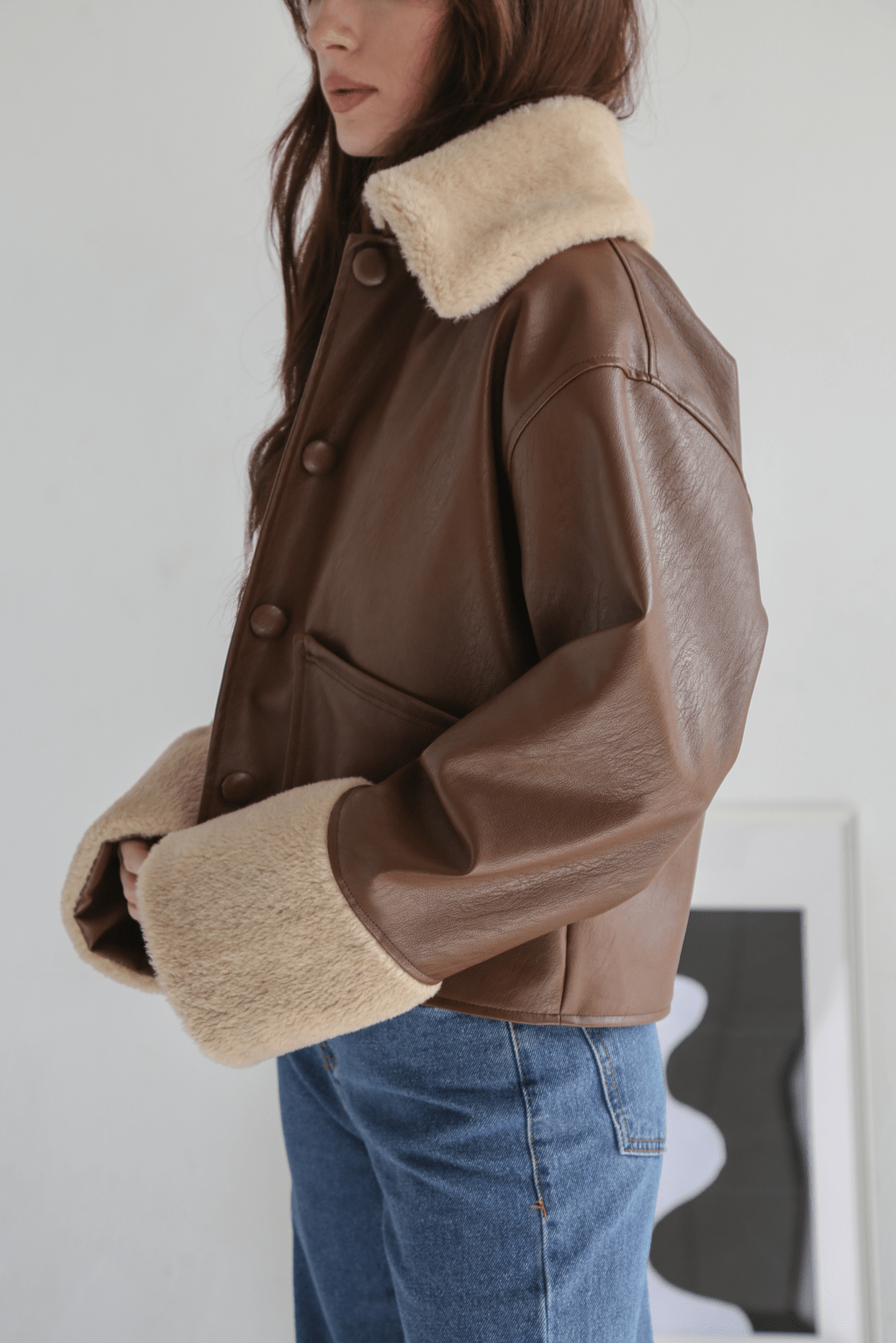 Shearling Mustang Leather Jacket Brown