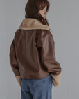 Shearling Mustang Leather Jacket Brown